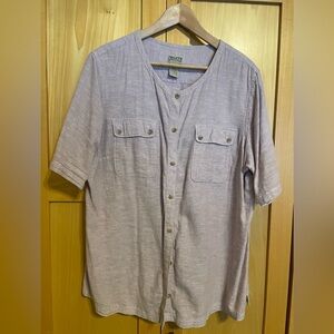 Duluth Trading Co. Women’s linen short sleeve shirt.  With matching T-shirt.